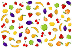 卡通色彩斑斓的水果在白色背景