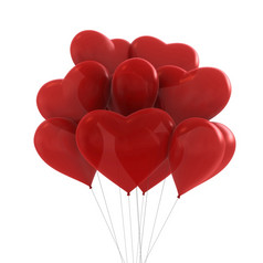 渲染红色的颜色聚会，派对baloons心形状的