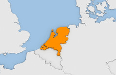 渲染摘要地图荷兰突出显示橙色颜色