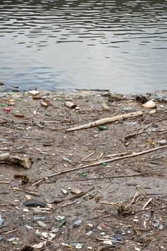 生态污染水的身体垃圾浮动水