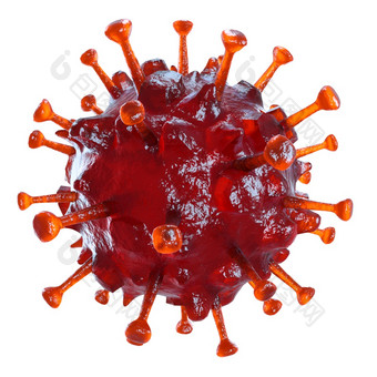 冠状病毒新冠病毒流感大流行显微镜病毒关闭呈现孤立的白色背景流感爆发冠状病毒流感
