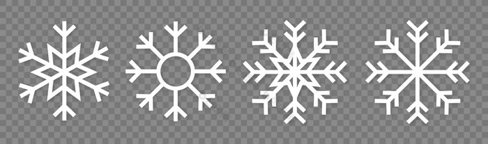 雪花变化图标集合雪花白色冰水晶透明的背景冬天象征圣诞节标志标志向量插图雪花变化图标集合雪花白色冰水晶透明的背景