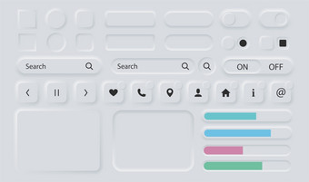 用户接口元素白色按钮新生变形设计风格与影子按钮集合为<strong>导航</strong>应用程序neomorphic时尚的设计元素孤立的背景向量插图用户接口元素白色按钮新生变形设计风格与影子按钮集合为<strong>导航</strong>应用程序
