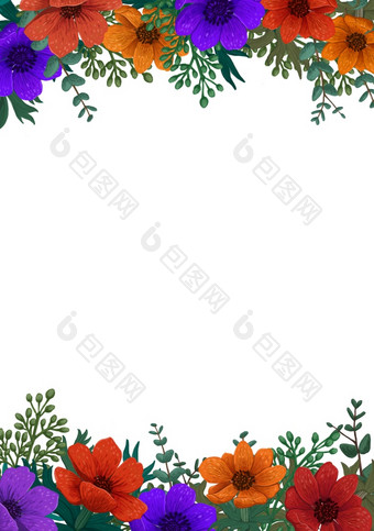 魔法花模板美丽的野生花园设计颜色铅笔数字插图垂直设计与美丽的海葵和复制空间白色背景邀请婚礼问候卡片魔法花模板美丽的野生花园设计颜色铅笔数字插图垂直设计与美丽的海葵和复制空间白色背景邀请婚礼问候卡片