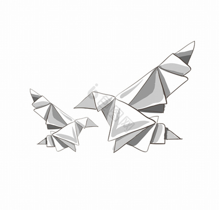 插图两个折纸画鸟图片