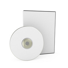 DVD磁盘与盒子在白色背景渲染