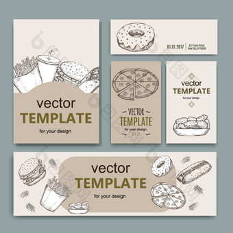 快食物菜单设计模板手画向量快食物菜单设计模板手画向量插图