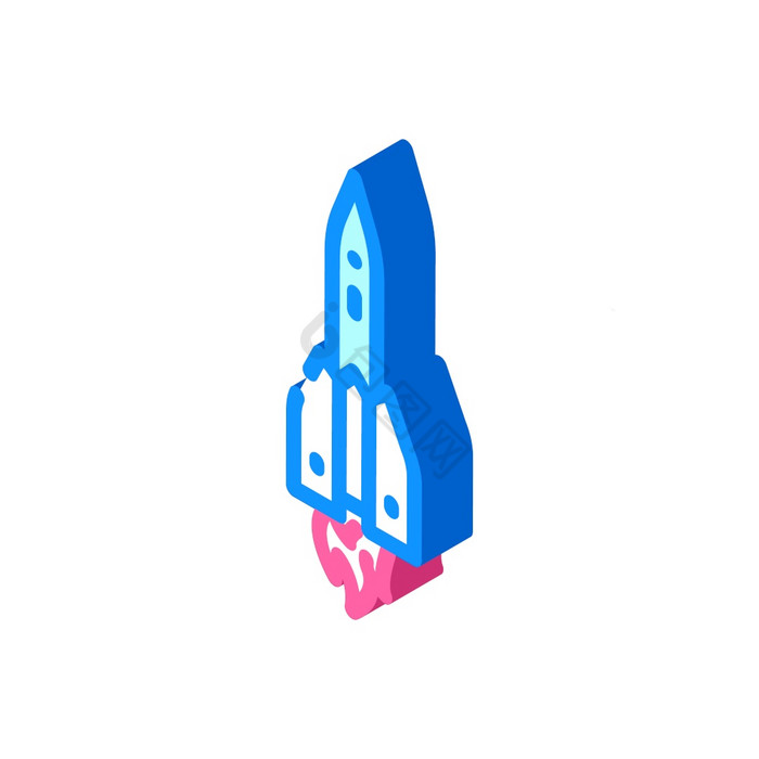 发射火箭等角图标向量发射火箭标志孤立的象