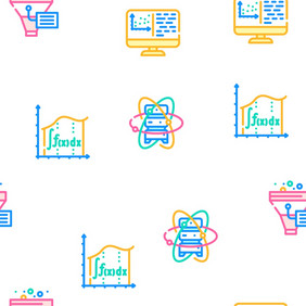 数据科学创新技术向量无缝的模式颜色行插图数据科学创新技术图标集向量