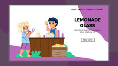 柠檬水玻璃销售男孩女孩客户端向量小学生给柠檬水玻璃女学生准备维生素喝字符孩子们出售柑橘类饮料户外网络平卡通插图柠檬水玻璃销售男孩女孩客户端向量