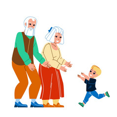 爷爷奶奶访问孙子家庭向量快乐祖父和祖母访问孙子字符大父母和孩子休闲快乐时间在一起平卡通插图爷爷奶奶访问孙子家庭向量