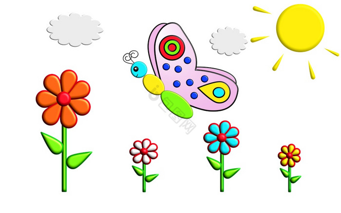 插图色彩斑斓的蝴蝶花草地插图色彩斑斓的蝴图片