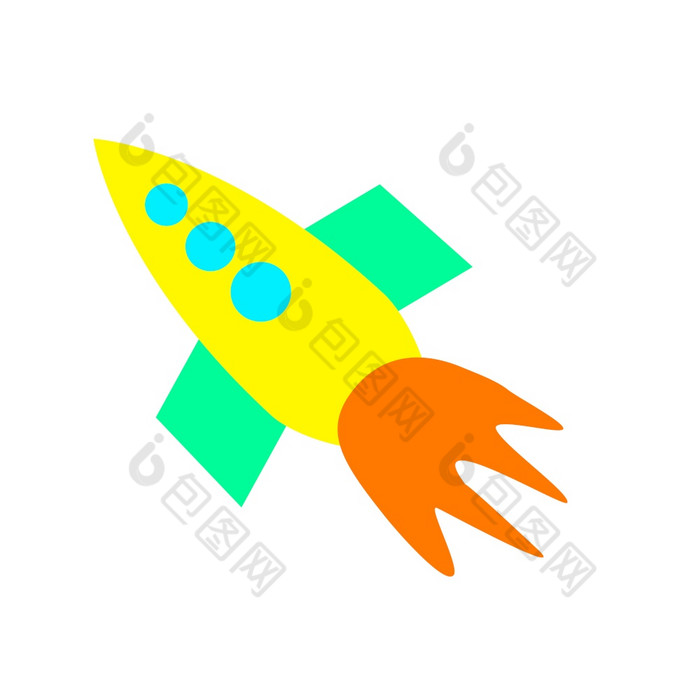 插图天真烂漫的彩色的火箭为的飞行成空间插图天真烂漫的彩色的火箭为的飞行成空间