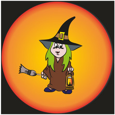 向量一个有趣的小女巫与灯笼向量有趣的小女巫与灯笼