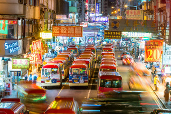 在香港香港7月霓虹灯灯莫角区域莫角非常受欢迎的购物的地方在香港香港中国