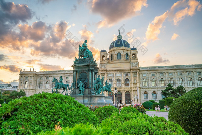 美丽的视图著名的naturhistorisches博物馆自然历史博物馆日落维也纳奥地利