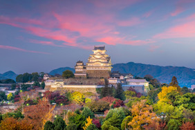 姬路城城堡的秋天日落姬路城日本