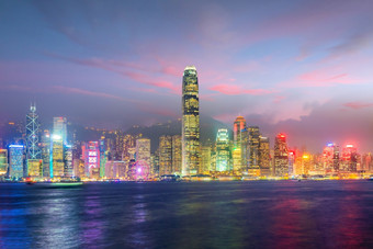 在香港香港城市天际线中国全景从在维多利亚港