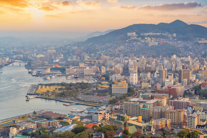 长崎城市市中心天际线城市景观九州日本从前图片