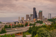 视图市中心西雅图天际线西雅图华盛顿美国