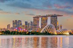 市中心新加坡城市天际线城市景观业务区区域《暮光之城》