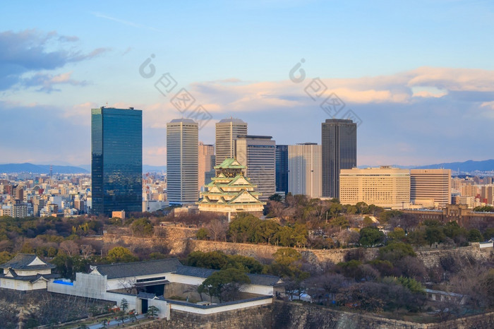 鸟眼睛视图大阪城堡大阪日本