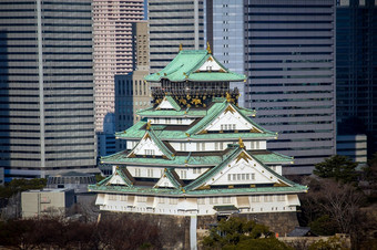 鸟眼睛视图大阪城堡大阪日本
