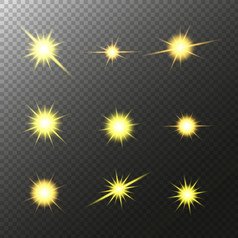 闪闪发光的黑色的和白色象征向量集原始闪闪发光的起动器图标闪亮的发光光效果星星闪亮的闪光装饰闪烁发光的光效果和爆发集合向量