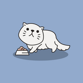 的的波斯猫小猫吃食物插图