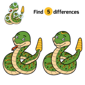 找到差异教育游戏为孩子们喋喋不休的人蛇