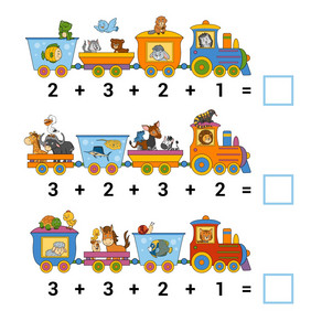 计数游戏为学前教育孩子们教育数学游戏数的动物的火车和写的结果任务为除了