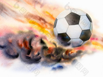 足球球手画水彩绘画插图纸时尚的艺术设计纹理背景元素为卡片邀请礼物卡片传单宣传册