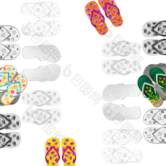 旅行夏天时间与海海滩拖鞋水彩绘画插图一对凉鞋与出售横幅市场白色背景集合设计元素孤立的复制空间