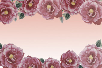 婚姻邀请卡情人节新一年卡与明亮的粉红色的玫瑰花框架在粉红色的背景水彩绘画插图古董概<strong>念经</strong>典风格