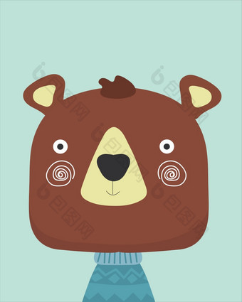 可爱的熊幼稚的打印为托儿所孩子们服装海报明信片可爱的熊