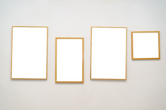 空白模拟木图片框架白色墙