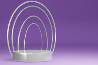产品站基座油缸形状圆框架紫色的背景和白色环呈现