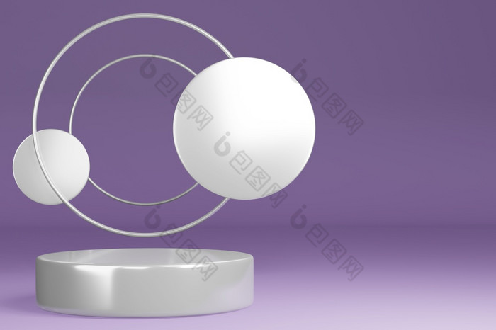 产品站基座油缸形状圆框架紫色的背景和白色环呈现