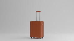 棕色（的）行李在白色背景旅行概念呈现