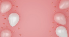 情人节rsquo一天概念粉红色的和白色气球粉红色的背景呈现