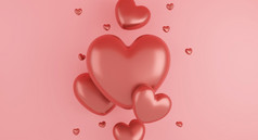 情人节rsquo一天概念粉红色的心气球粉红色的背景呈现