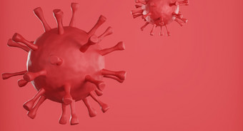 红色的电晕病毒细胞红色的背景呈现