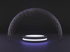 模型透明的玻璃圆顶圆顶封面讲台上为展览保护障碍呈现