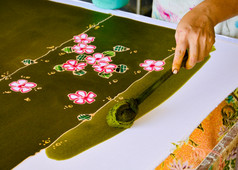 绘画水彩的织物使蜡染使蜡染绘画传统的蜡染