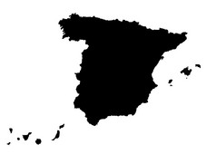插图黑色的地图西班牙包括巴利阿里群岛岛屿而且金丝雀岛屿
