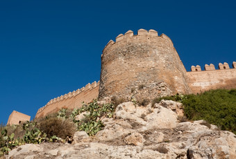 陷入困境的墙的要塞阿尔梅里亚中世纪的阿拉伯语堡垒约会从的世纪