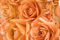 橙色粉红色的桃子颜色纸工艺玫瑰背景