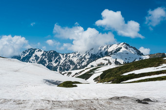 视图外为景观雪墙从murodo站富山日本的murodo站著名的为旅游旅行日本阿尔卑斯山脉路线