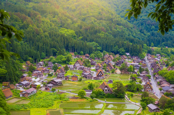 景观传统的和历史日本村白川乡岐阜县日本gokayama有被内接的联合国教科文组织世界<strong>遗产</strong>列表由于它的传统的gassho-zukuri房子