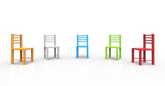 色彩斑斓的椅子孤立的白色背景意味着<strong>会议</strong>责任讨论插图